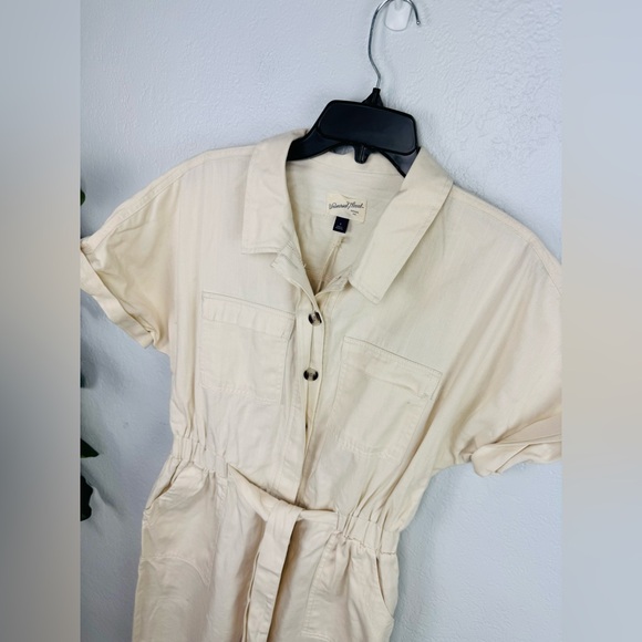 NWT Universal Thread Utility Boilersuit Relaxed Denim Jumpsuit Cream - Picture 4 of 11